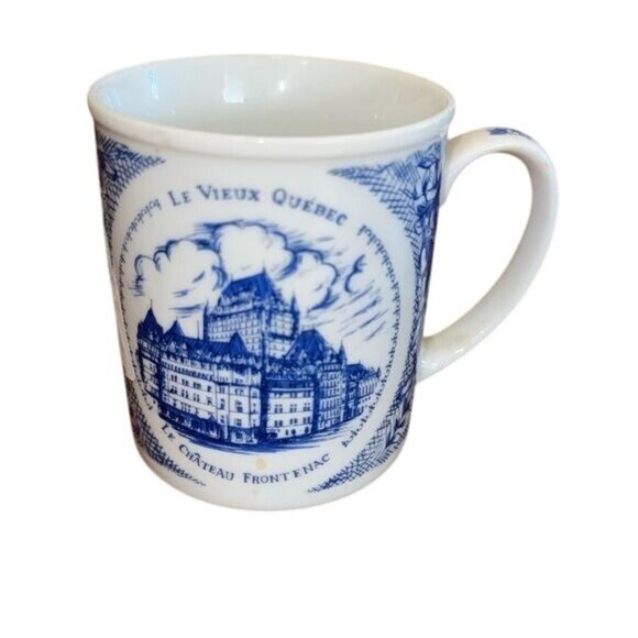 Historic Quebec Bone China Blue & White Souvenir Mug - Picture 1 of 6